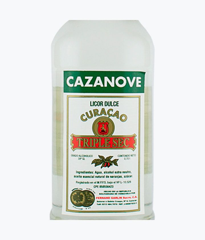 Seven bottles of alcohol including Curaçao Triple Sec, Cazanove cherry